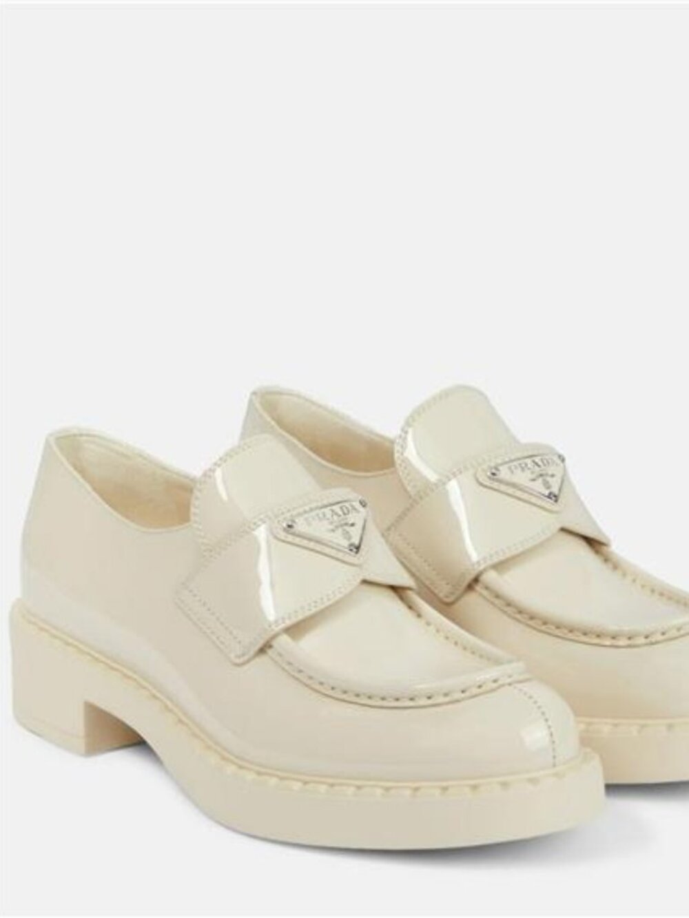PRADA Triangle Logo Patent Leather Platform Loafers Drivers Flat Shoes